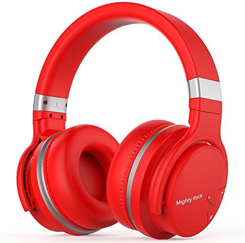 Mighty Rock E7C Active Noise Cancelling Headphones Bluetooth Headphones Over Ear Wireless Headphones with Microphone Hi-Fi Deep Bass Stereo Sound and 30H Playtime for Travel/Work/TV/Iphone-Red