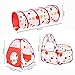 BATTOP Kids Play Tent Tunnel Set 3 in 1 Ball Pit Tent Indoor and Outdoor With Zippered Storage Bag ( Red )