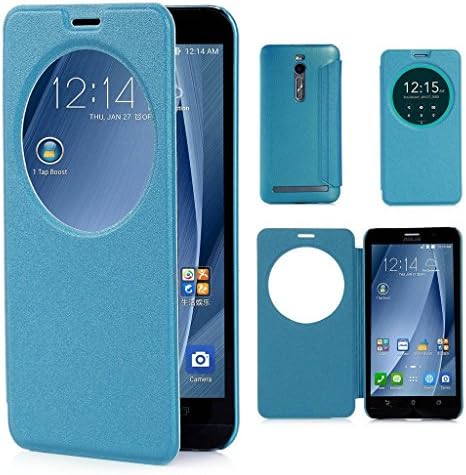 For Asus Zenfone 2 , Fernando Zou  Window View [ Ultra Thin ] Hybrid PU Leather and Hard PC Bumper Flip Folio Case Cover for ASUS ZenFone 2 ZE550ML/ZE551ML Blue + 24K Radiation Paste