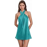 Eightale Satin Homecoming Dress 2025 Halter Short Mini Backless Sleeveless Cocktail Party Gown