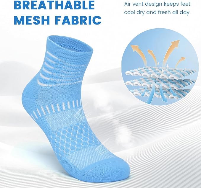 IRAMY Ankle Compression Socks for Women Men Plantar Fasciitis Relief 3/5 Pairs Cushioned Athletic Running Socks