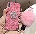 Lozeguyc iPhone XR Bling Marble Kickstand Case,iPhone XR Luxury Soft Hard Back Case Shiny Glass Shockproof Ring Stand Cover for iPhone XR 6.1 Inch-Pink