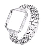 For Fitbit Blaze Bands, bayite Replacement Chain Bands with Metal Frame for Fitbit Blaze Silver