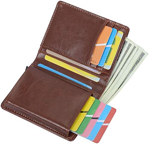 Genuine Leather Wallets Mens Credit Card Holder RFID Blocking | Minimalist Mens Card Wallet and Contactless Credit Card Protector | Credit Card Holder |Automatic Pop-up Card Case for Man (Brown)