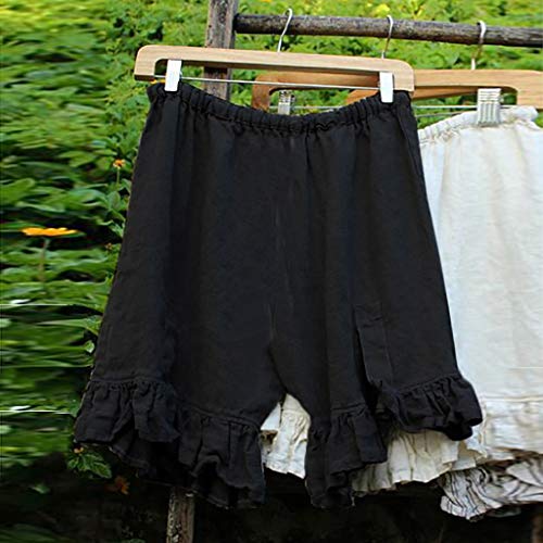 TOTOD Shorts Sale 2019 New Causal Solid Linen High Waist Tie Up Loose Wide Short Leg Pants Plue Size S-5XL Black