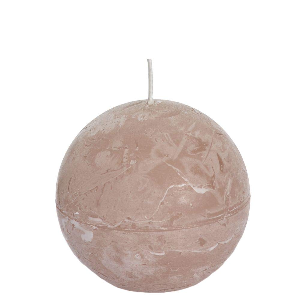 Spaas 6 Rustic Unscented Ball Candles 80 mm, 24 Hours, Beige