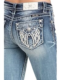 Pantalones vaqueros de bolsillo con alas de ángel blanco