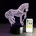 Cirkooh Horse 3D Optical Illusion Lamp 7 Colors Change Remote Control and Touch Button LED Night Light