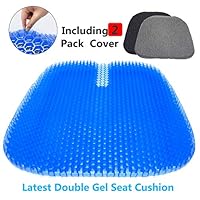 Gel Seat Cushion, 2019 the Latest Large Size Honeycomb Design Cushion Double Thick Seat Cushion with Non-Slip Cover Super Breathable Gel Cushion for Back Painr Home Office Chair Car Wheelchair