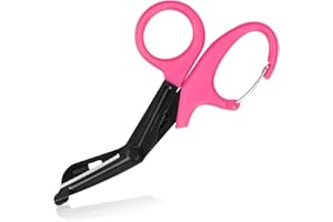 GRICARE Trauma Shears Medical Scissors with Carabiner, 7.5" Bandage Nursing Scissors, Premium Fluoride-Coated Surgical Scissors for Nurses, Doctors, Nursing Students, First Aid, EMT and EMS Pink