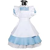 DongMingJianHui Women Little Blue Alice's Adventure Maid Costume Halloween Costume Christmas Costume Fancy Dress Costume Set