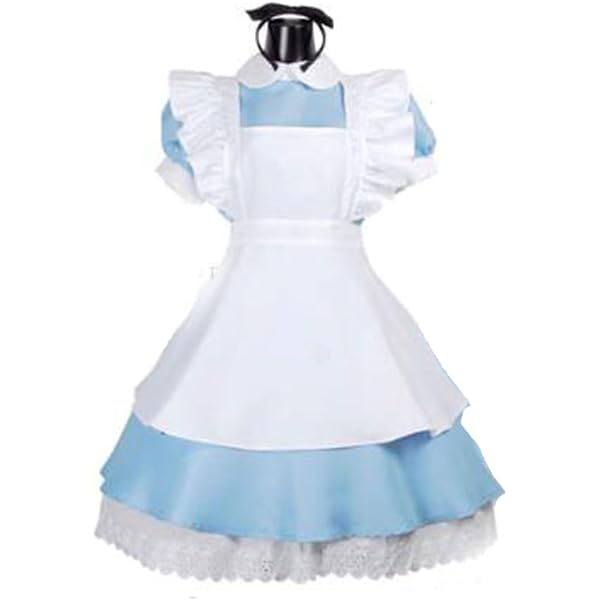 Amazon.com: Irtysh Girl Blue Dress White Apron Halloween Cosplay Costume  With Bow Hair Band Stockings Set(110) : Clothing, Shoes & Jewelry