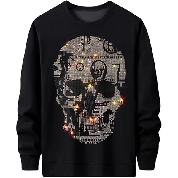 Amazon.com: HZCX FASHION Mens Rhinestone Sweatshirts Punk