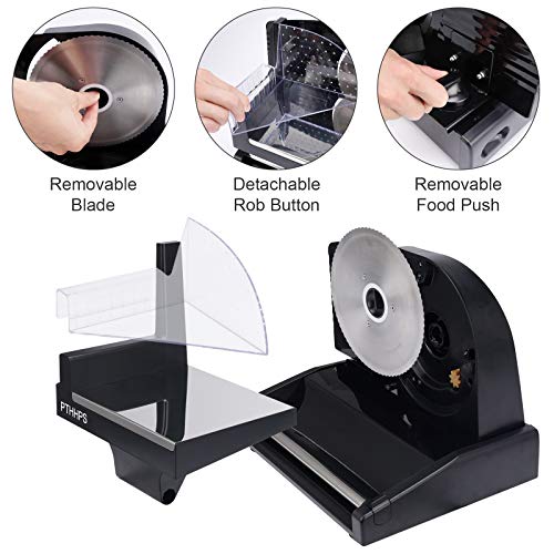 PTHHPS Meat Slicer Electric Deli Food Slicer with Removable Stainless