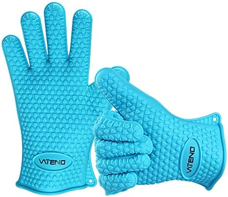 # Vateno Grill Gloves # Heat Resistant Silicone BBQ Gloves Used in Kitchen Handling High Temperature Food ★ Best Protection for Oven, Grill, Baking, Cooking, Smoking and At the Campsite ★ Far More Protection and Versatility Than Oven Mitts ★ Five-fingered Waterproof and Superior Grip ★ One Size Fits All and Five Colours to Choose ★ One Pair of Vateno ★ Lifetime No-questions Asked Free Replacement (Sky Blue)