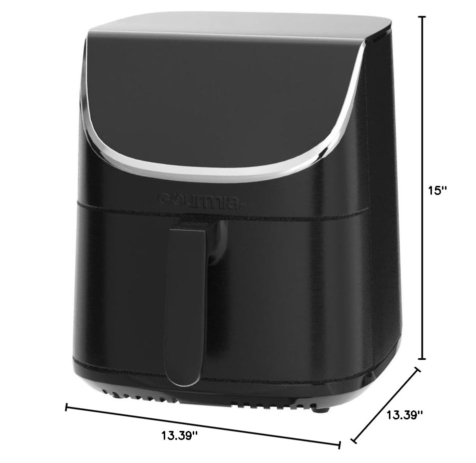 Gourmia Air Fryer Oven Pantalla digital 7 cuartos de galón AirFryer grande 12 ajustes preestablecidos de cocción táctil, cesta de freidora de aire XL 1700w de potencia Multifunción GAF716 Detalles en negro y acero inoxidable FRY FORCE 360°