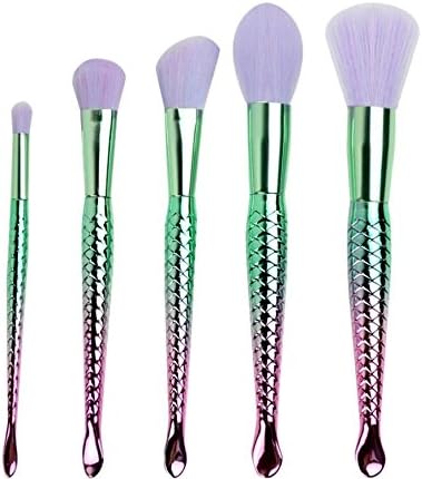 COLOR CLEANER Mermaid Makeup Bursh Set - Gradient Rainbow Color Fantasy Makeup Tools Professional Foundation Powder Cream Blush Brush Kits 6pcs (Mermaid)