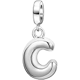 925 Sterling Silver Letter Charms for Bracelet Alphabet Bubble Initial Dangle Charms Beads Jewelry Gifts for Women