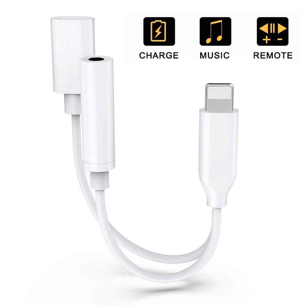 7Plus Accessori per converter Cavo Connettore Supporto per iOS-Bianco  Adattatore per cuffia per jack da 3,5 mm per iPhone 7 per auricolari  compatibile con musica audio per iPhone X 8/8 Plus 7