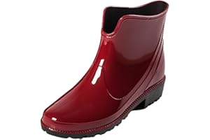 Santimon Womens Rain Boots Waterproof Slip-On Footwear Outdoor Non-Slip Rubber Lightweight Fashion Short Ankle Boots