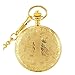 Realpoo Gold Carved Flower Quartz Pocket Watch with Quartz Movement, Pocket Watch with Chain Clip for Men