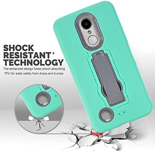LG phone case,LG LV3 case Dual layer Rugged Shockproof Full-body Anti-Slip Hybrid High Armor Defender Combo Cover, Hard PC+Soft Silicon Kickstand Case 6 inch 2017 for Women Men Girls Kids Aqua+gray