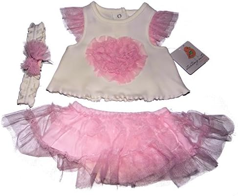Newborn Baby Summer Dress - Bloomer, Tutu Skirt, Shirt &amp; Headband Cream Pink