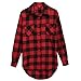 Fanala Womens Plaid Checks Button Down Long Sleeve Long Blouse Tops Shirt Dress