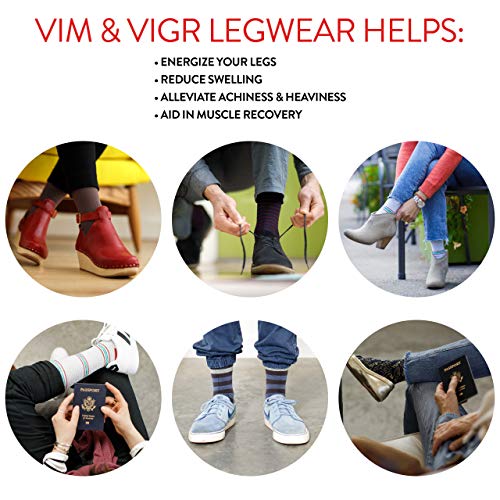 VIM & VIGR Cotton 15-20 mmHg Graduated Compression Socks for Women & Men (Arcade Stripes Hunter & Raspberry, M/L) - Thumbnail 2