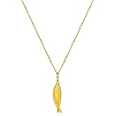 Vanociike Gold Fish Pendant Necklace For Women Dainty Ocean Beach Charm Necklaces Gold Summer Pendant Jewelry