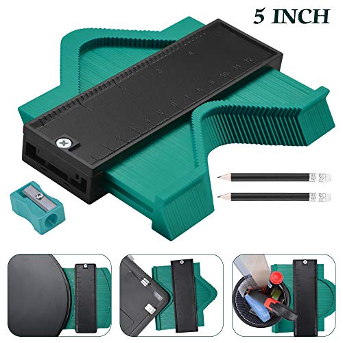 Contour Gauge,5-inch Profile Gauge Measure Ruler Contour Duplicator, Perfectly Suitable for Precisely Copy Irregular Shapes and Standard Wood Marking Tool Tiling Laminate Tiles General Tools-Green