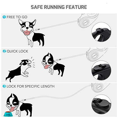 Peteast Retractable Dog Leash Small Breed, Patented Dog Leash for Small Dog, Leash Up to 26lbs, 10ft, Portable Design with One Button Brake/Lock, Comfortable Hand Grip