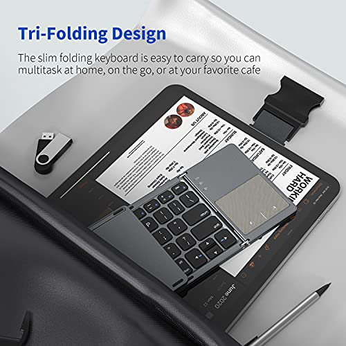 Foldable Bluetooth Keyboard, Rechargeable MultiDevice Wireless