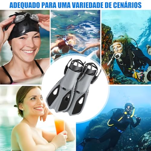 Gavzrt Barbatanas Para Mergulho Com Calcanhar Aberto E Ajustáveis, Pe De Pato De Natação Em Silicone Preto