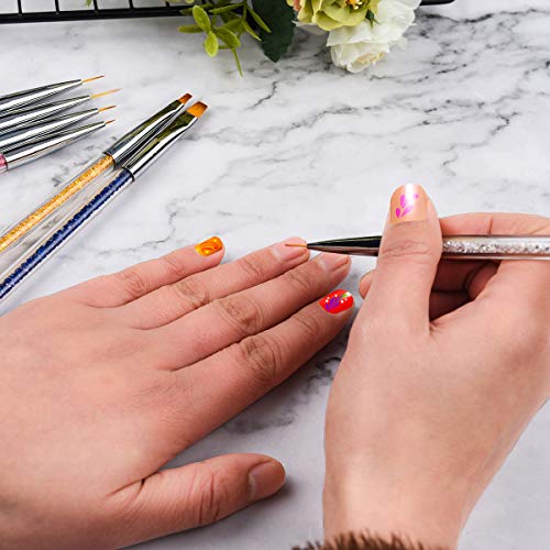 Beautifultracy 7 Pieces Nail Art Liner Brushes Dual-ended Painting Nail Design Brush Pen UV Gel Painting Acrylic Nail Design Nylon Brush Pen Set Nail Art Point Drawing Brush Pen - Thumbnail 3