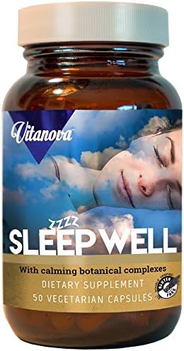 Vitanova Sleep Well, Calming Botanical Complex, Encourage Natural, Restful Sleep, Gluten Free, Vegan, 50 Veg Caps