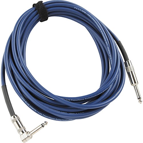 Lava Blue Demon Instrument Cable Straight to Right Angle Blue 12 ft.