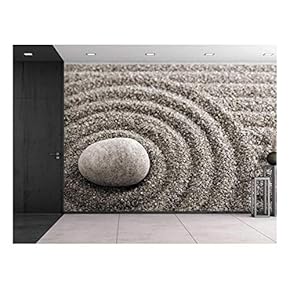 Rock Over a Rippled Sand Effect - Wall Mural, Removable Sticker, Home Decor - 66x96 inches