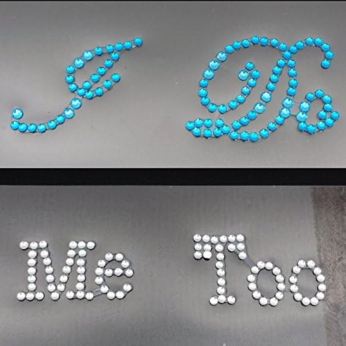 Jofook-"I Do" &amp; "Me Too" -blue&amp;clear,Kneel with a Message! Wedding Rhinestone Shoe Decals Stickers