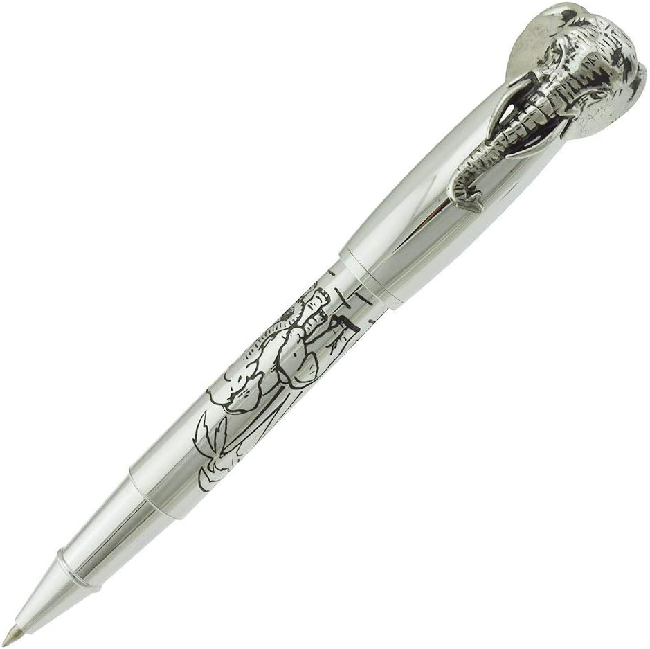 Rollerball Pen, Fuliwen Elephant Ball Point Pen,Silver Barrel with 0.5mm Fine Black refill