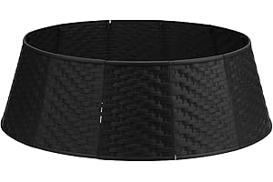 Black Christmas Tree Collar Christmas Tree Skirt 28 inch Woven Tree Ring for Holiday Tree Ornaments Christmas Party Home Deco