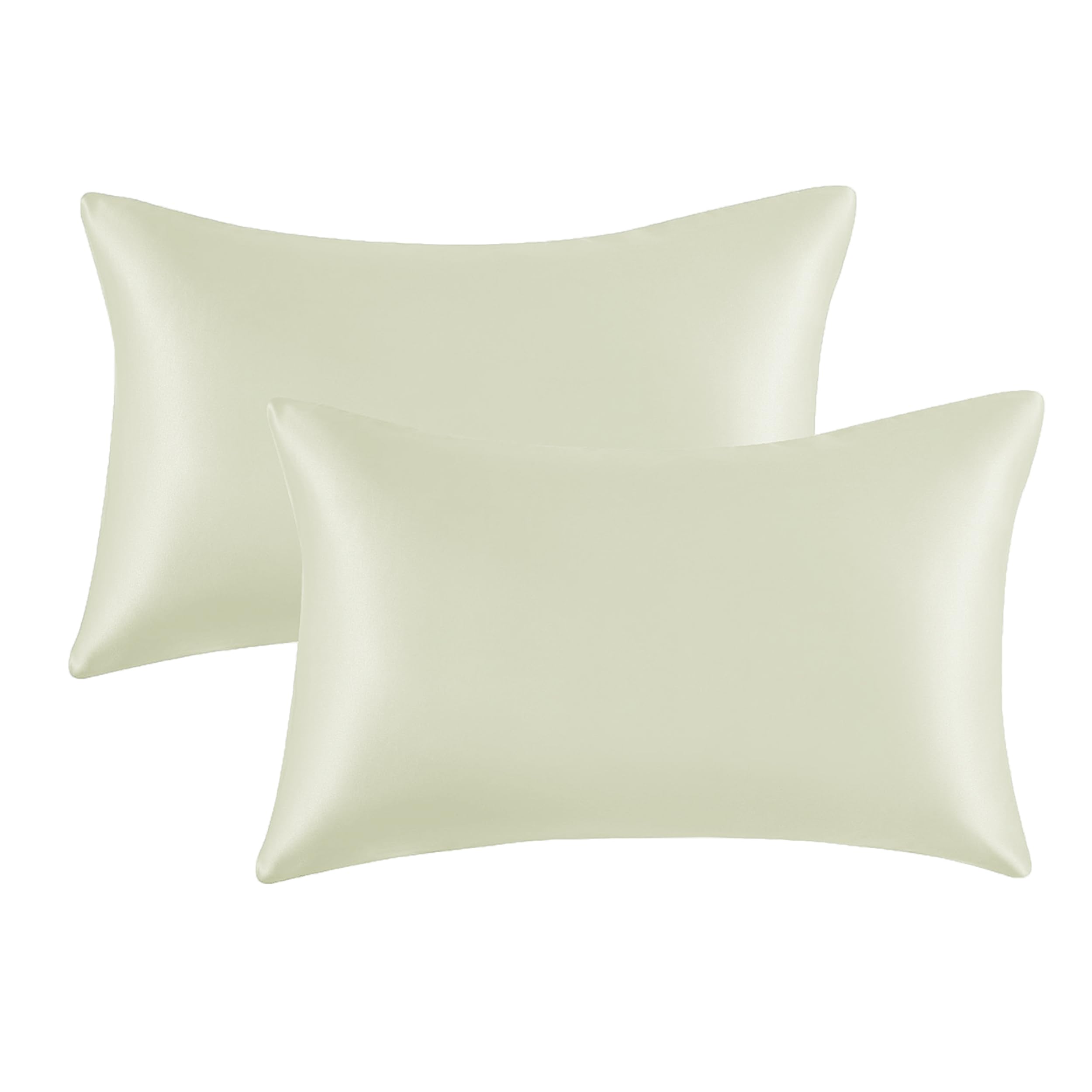 My Home Store Satin Silk Pillow Case 2 Pack - Cream Natural Pillowcase - Standard Size 50x75 cm - Silk Pillowcases for Hair and Skin