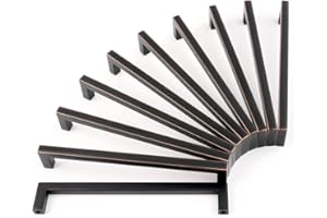 KOOFIZO Solid Square Bar Cabinet Handle - Oil Rubbed Bronze Furniture Pull, 6.3 Inch/160mm Screwhole Distance, 10-Pack for Kitchen Cupboard Door, Bedroom Dresser Drawer, Bathroom Wardrobe Hardware