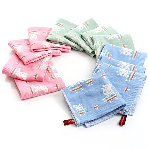 ANswet three layers of gauze soft absorbent non irritating hand towel,25×25cm 12 piece suit (peppa pig)