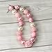 Bouren Pink Rose Chunky Bubblegum Bead Necklace for Girls