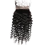 Sent Hair 100% Virgin Brazilian Human Hair Curly Wave Top Lace Closure Bleached Knots Ntural color 4inch x 4inch (8inch - 26inch)