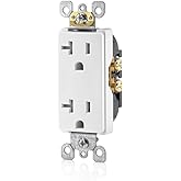 Leviton Decora 20 Amp Tamper-Resistant Duplex Wall Receptacle, T5825-00W, White