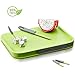Home and Above Modern Non-Slip Cutting Board with Hidden Compartments for Included Knife and Mini Fork Set, PBA Free Chopping Board, Green