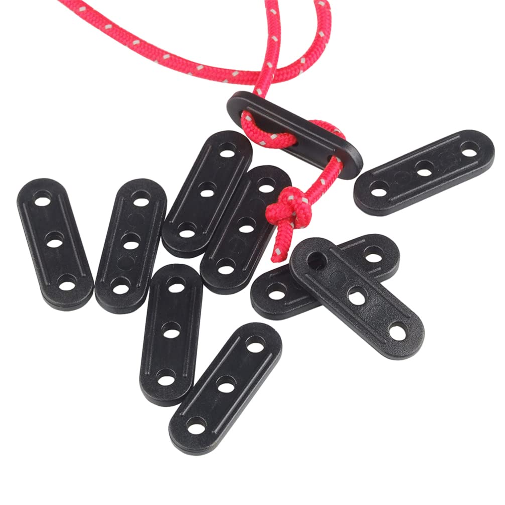 BESPORTBLE Wind Rope Buckles, 100pcs Tent Wind Stopper Rope Adjuster Buckle, Plastic Tentorial Wigwam Buckle 3 Holes (Black)