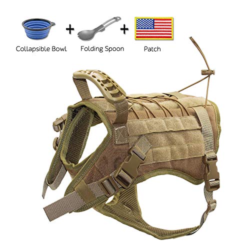 EJG Tactical Dog Harness Vest, with Molle System & Velcro Area, No Pulling Design, Comfy Mesh Padding, for Service Dogs, Military Training Hunting Hiking, for Medium Large Dogs (Medium, Tan) - Thumbnail 7